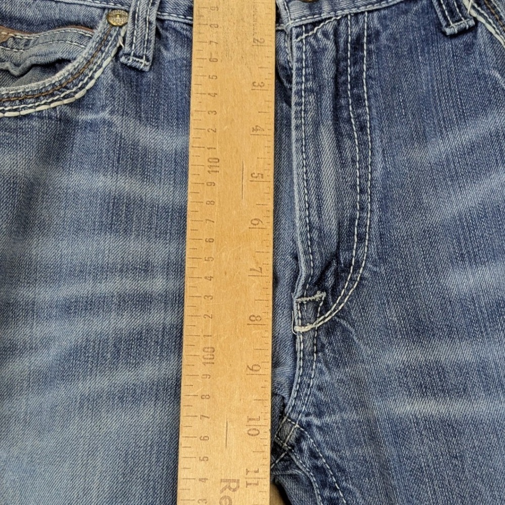 Ariat M-Series Mens Straight Leg Distressed Blue Denim Jeans 34x36 Medium Wash - Picture 5 of 11
